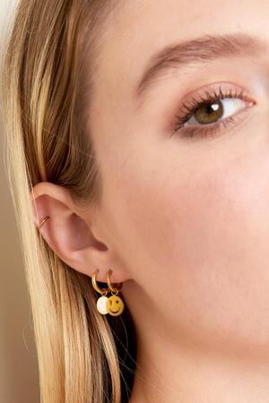 Stainless steel earring smiley and star Gold h5 Picture3